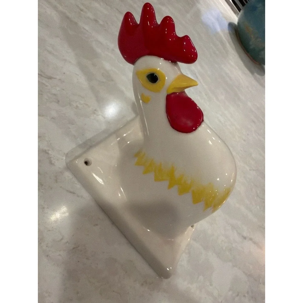 Vintage‎ Large Ceramic Rooster Wall Mount Towel Holder